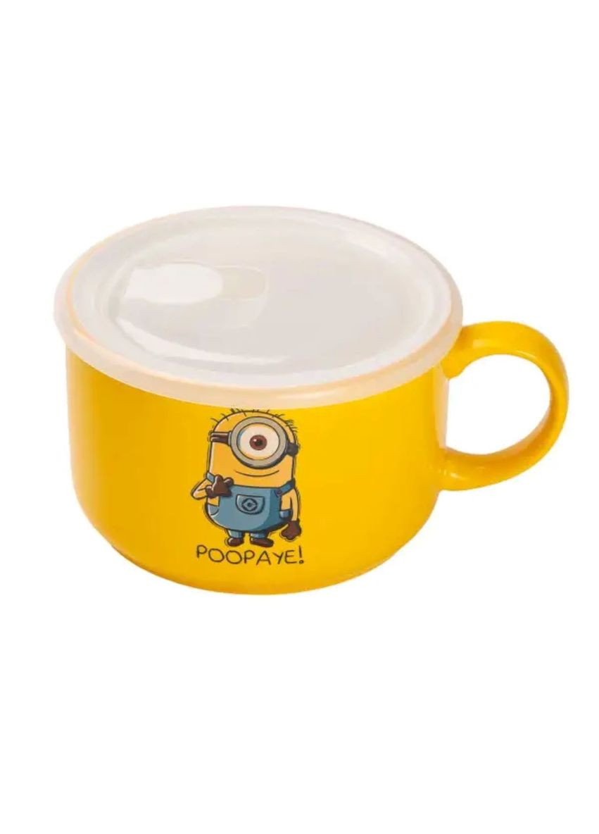 Миска керамическая с пластиковой крышкой, 900 мл, для супа и лапши HP-15-18BM Yiwu (306849232)