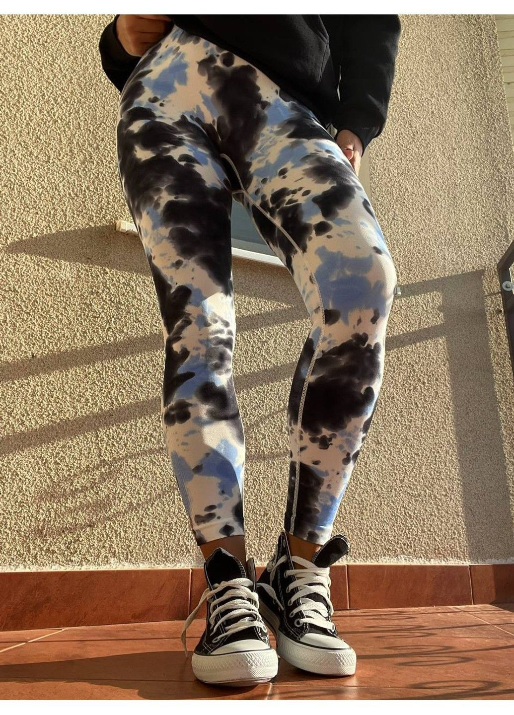 Голубые лосины женские a-n 1346 вареные тай дай пуш-ап No Brand