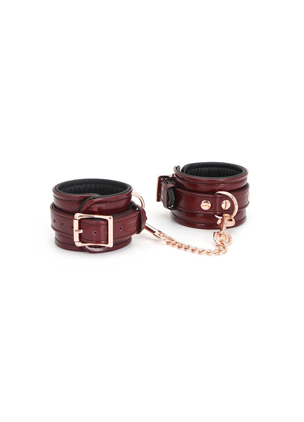 Кожаные наручники Wine Red Wrist Cuffs съемная цепочка крепления БДСМ аксессуар для фиксации Liebe Seele (302297784)