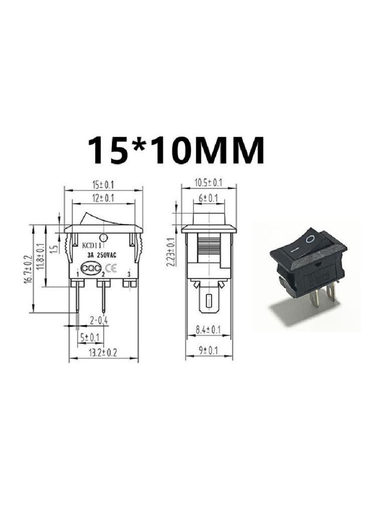 Выключатель клавишный (кулисный) ON-OFF 10х15мм Huada (301085335)