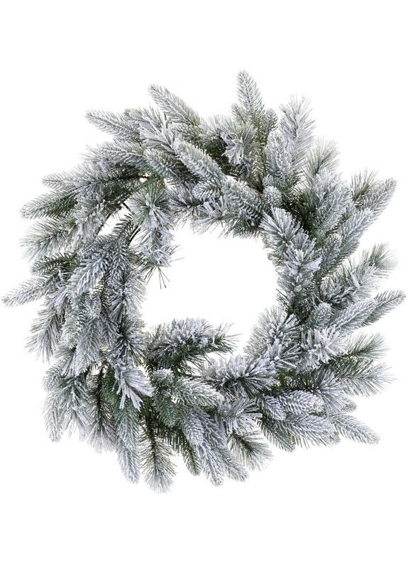 Вінок зі штучної хвої 122 гілки для прикраси будинку та свята новорічний декор ПВХ метал Bona (368986102)