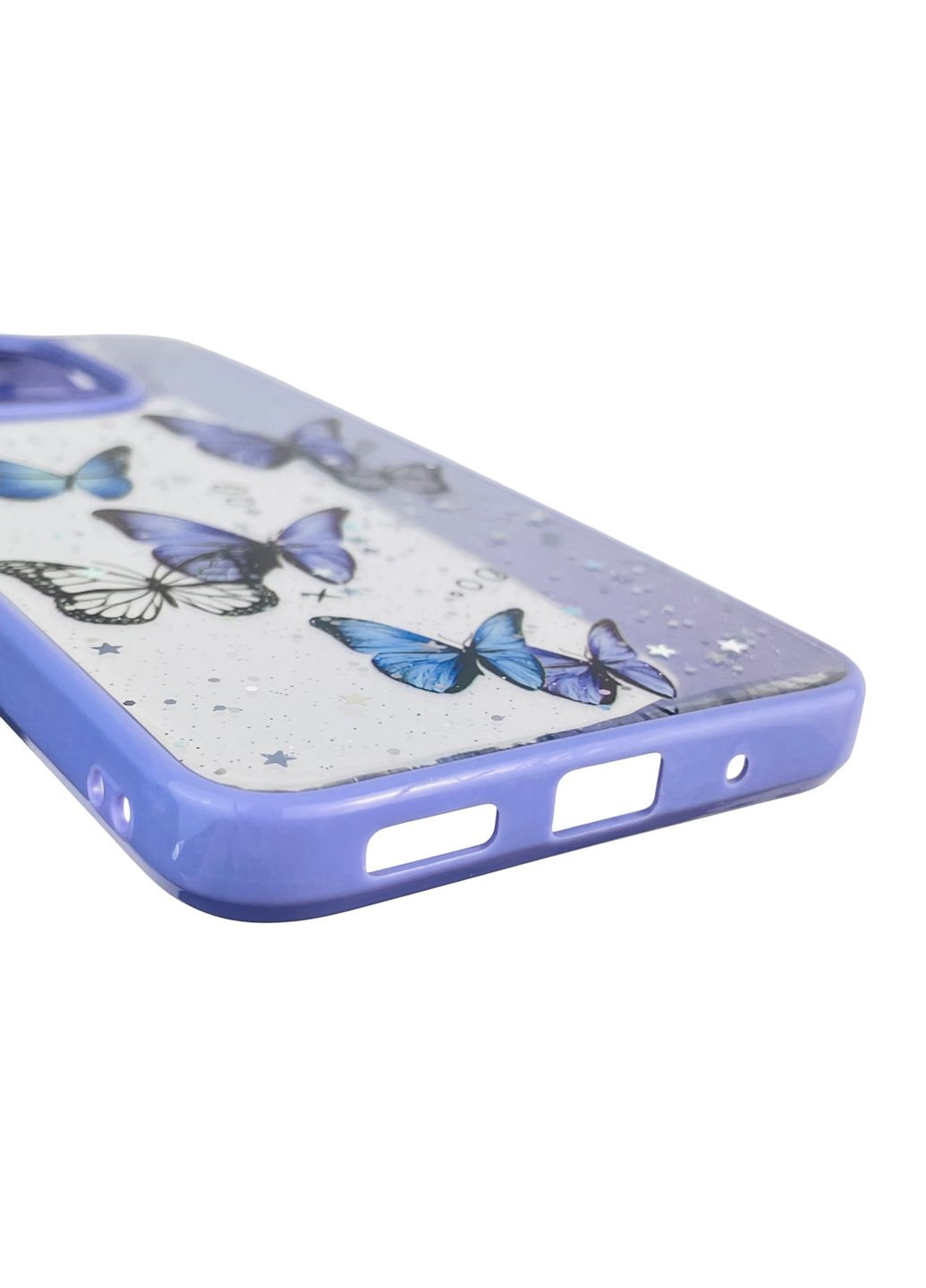 Чохол для Redmi 12C з блискітками з метеликами на сяомі редмі 12с бузковий Xiaomi (366386171)