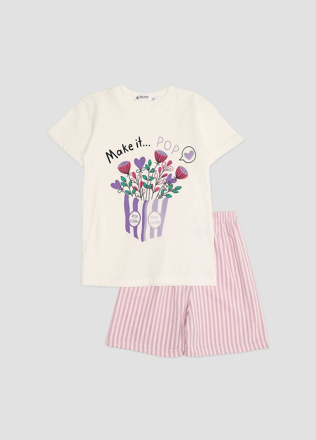 Рожева піжама з шортами для дівчинки колір рожевий cb-00278276 Yuki