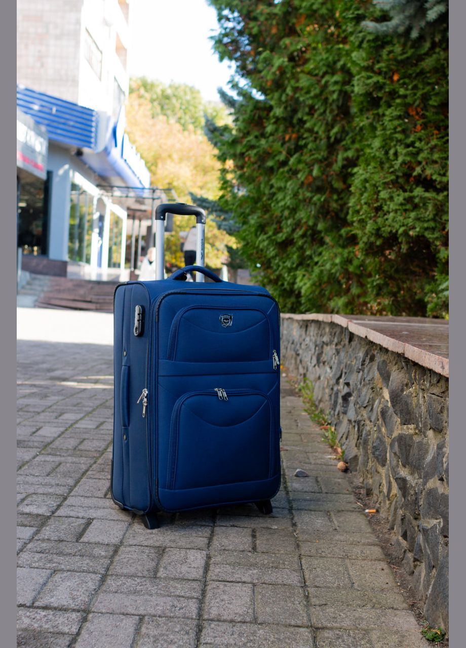 Чемодан тканевый 6802 размер М средний на 2 колесах, цвет черный Wings 6802/2 (326052115)