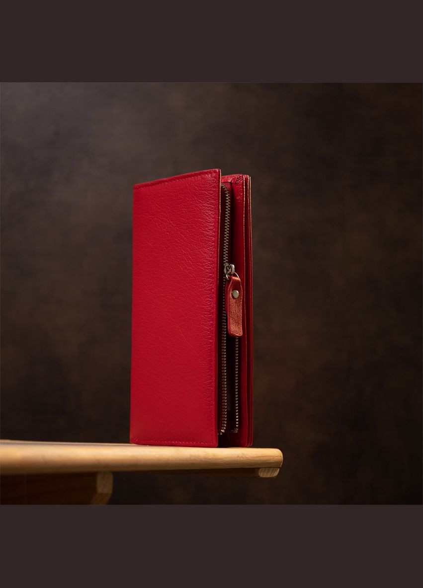 Жіночий гаманець із натуральної шкіри клатч із монетницею 19372 Червоний st leather (306881607)