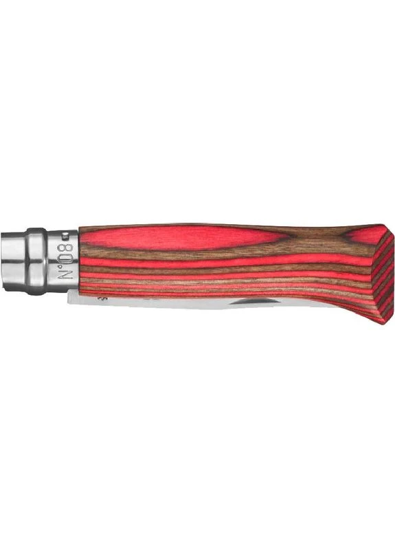 Ніж №8 VRI Laminated, червоний, туристичний, для мисливців, з системою замикання Virobloc® Opinel (395598680)