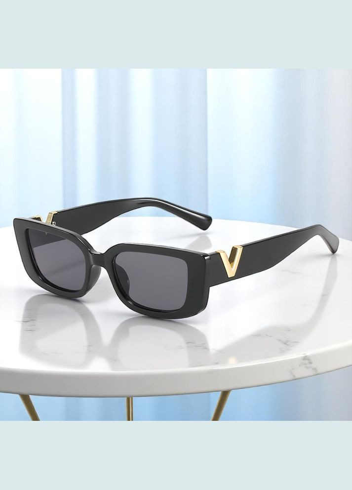 Окуляри сонцезахисні жіночі Victory чорні прямокутні класика UV400 фільтром для водіння, літа, модного образу прогулянок No Brand (335020079)