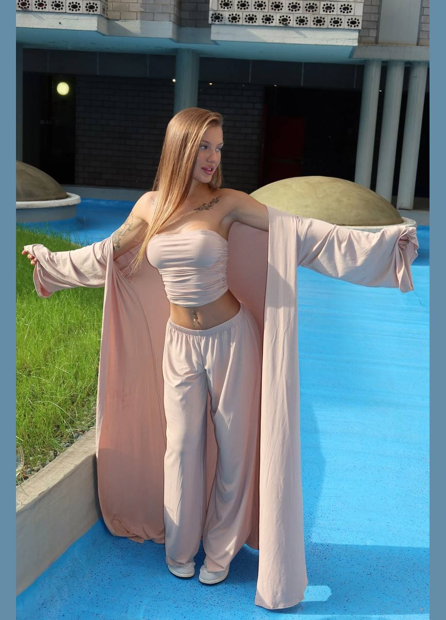 Жіноча трійка з кардиганом і штанами палаццо No Brand С824/825-1630/1 (341677040)