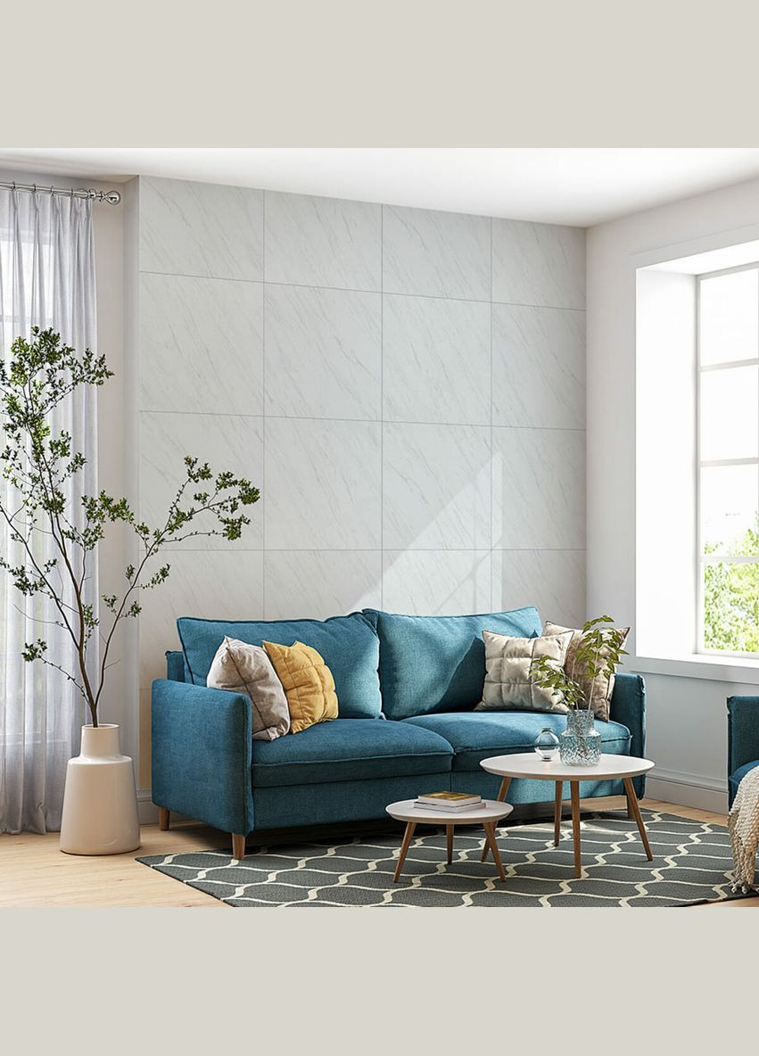 Декоративная ПВХ плита 600х600х3мм Белый мрамор (S) SW-00001620 Sticker Wall (339596866)