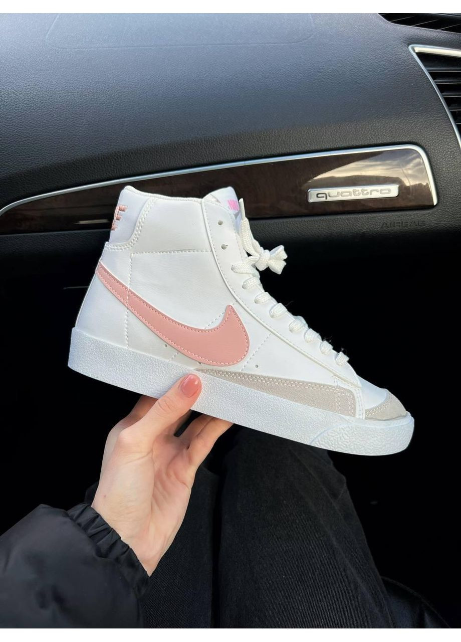 Розовые демисезонные кроссовки мужские nike blazer mid pink white найк блейзер No Brand