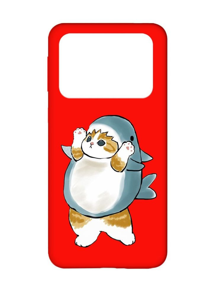 Матовий червоний чохол на Xiaomi Poco X4 Pro 5G:: Котик акула (принт 379) Creative (355394802)