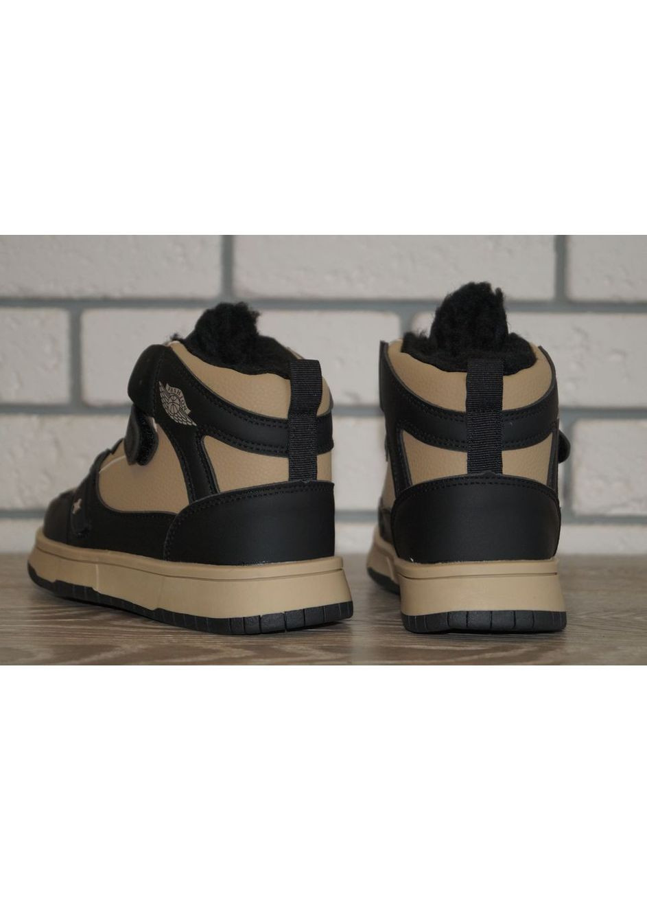 Цветные повседневные, кэжуал зимние ботинки зимние детские / подростковые коричневые с черным Paliament