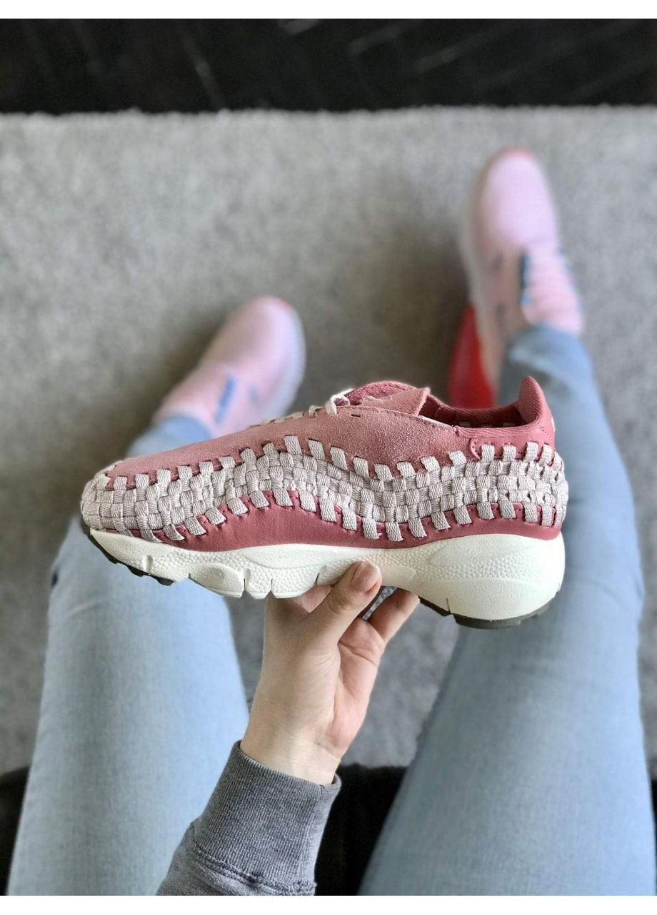 Розовые демисезонные кроссовки мужские nike footscape woven pink white найк No Brand