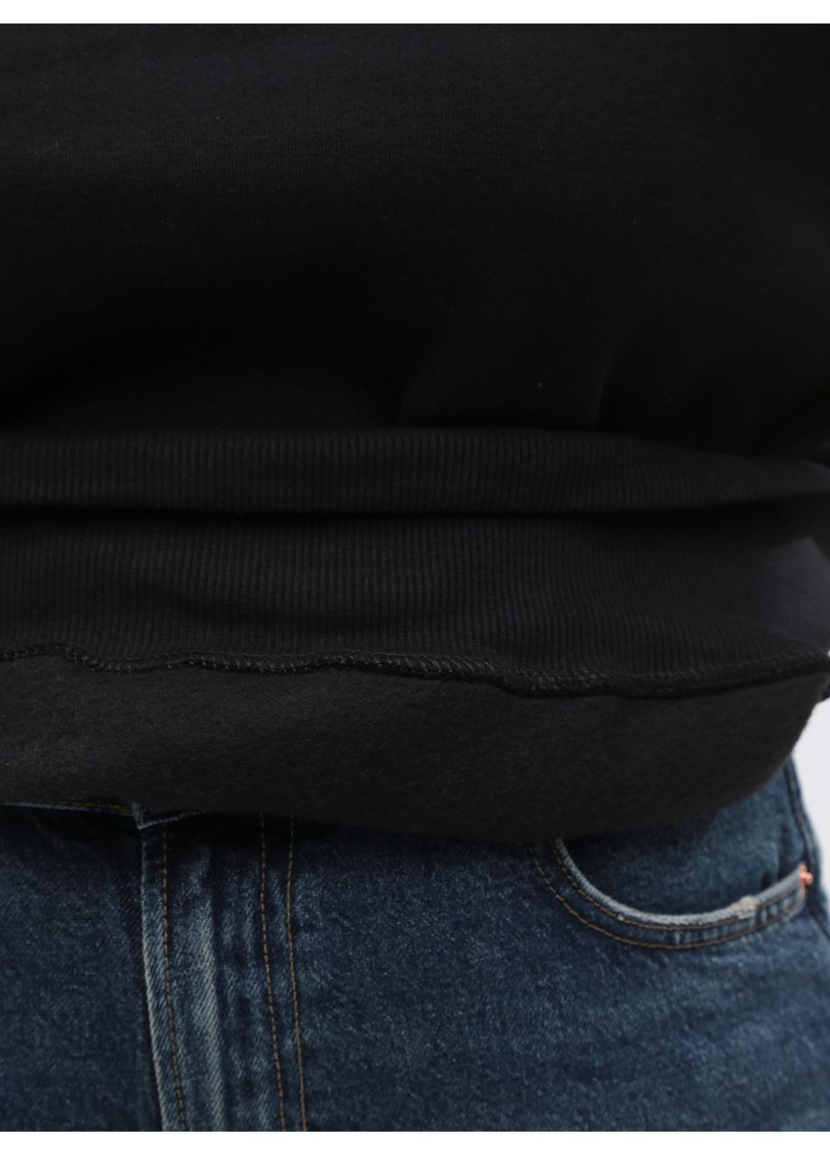 Черный свитшот женский черный на флисе JEANSclub однотонный (369668908)