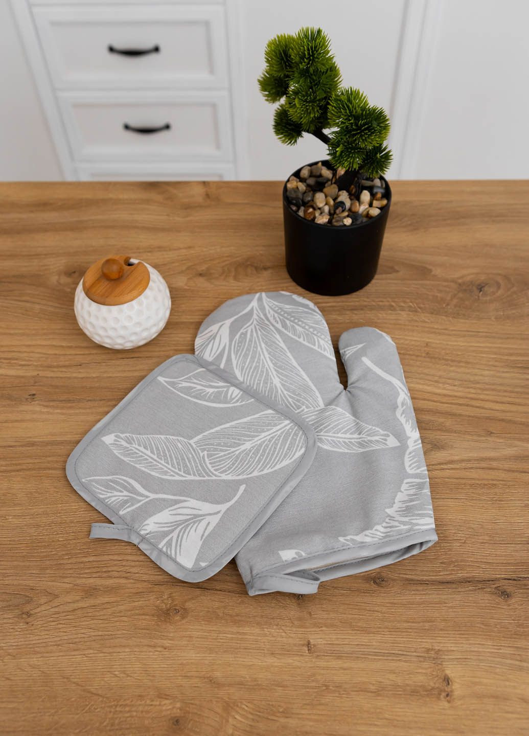 Набір рукавичка та прихватка водовідштовхувальні "Тропічне листя" Homedec - (322580729)