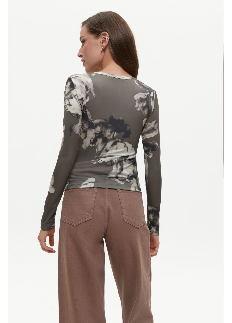 Лонгслів з флористичним арт-принтом, navy blue Solmar (366016617)