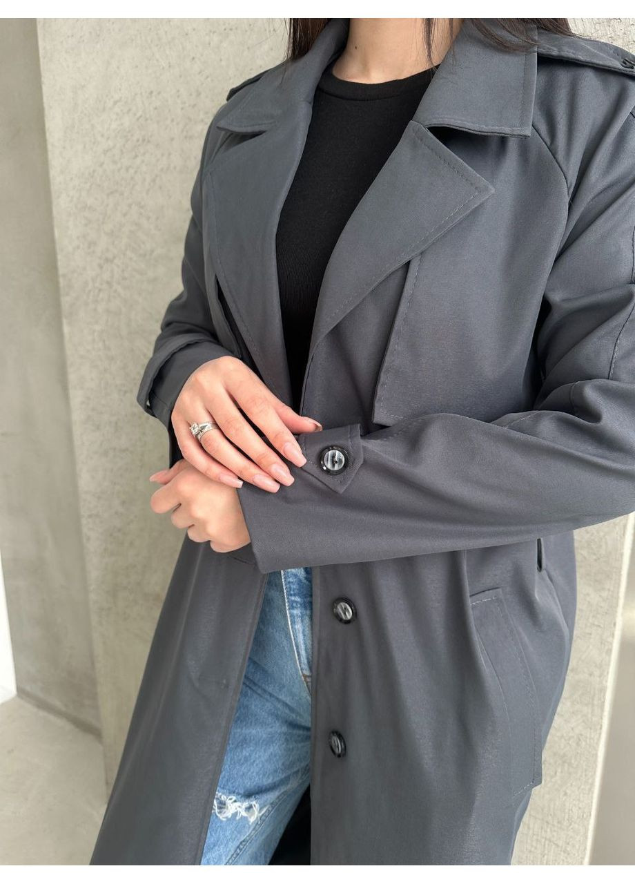 Жіночий стильний тренч із бавовни на підкладці — базова модель для сучасних образів (заміри в описі) GD/GL Модний простір на гудзиках демісезон (368760622)