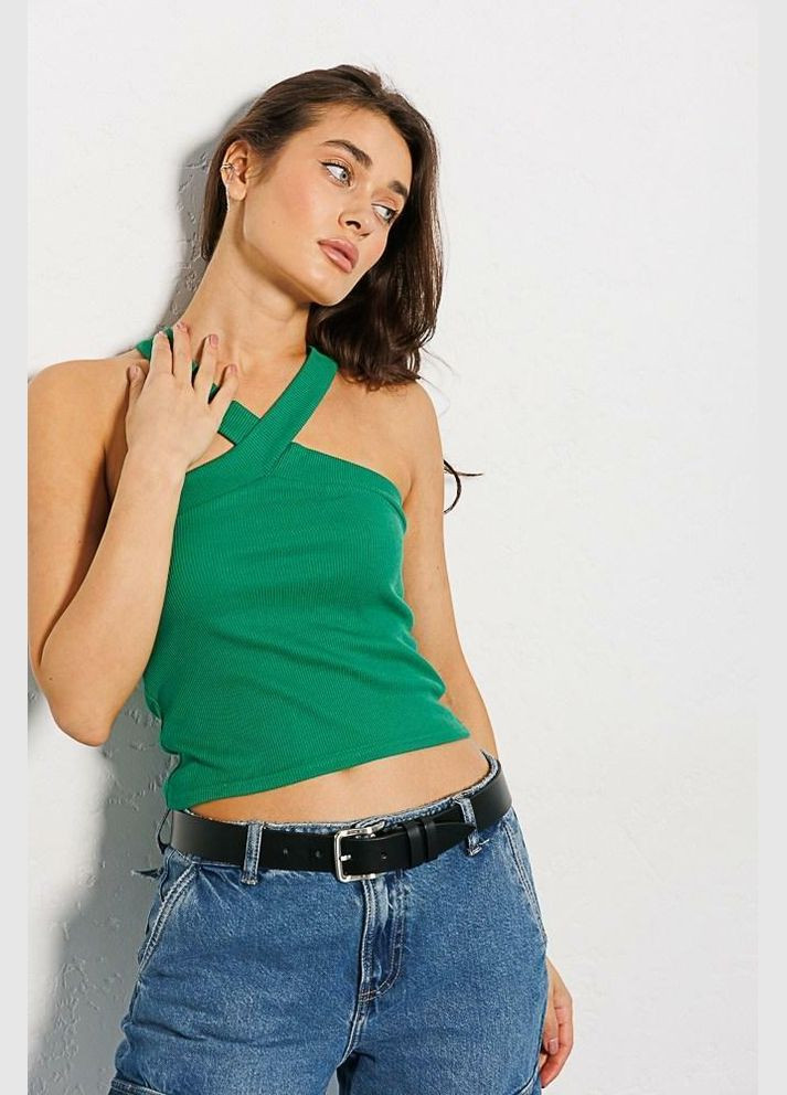 Кроп-топ женский с бретелями через шею трикотажный MKAR69043-1 Modna KAZKA — 336933925