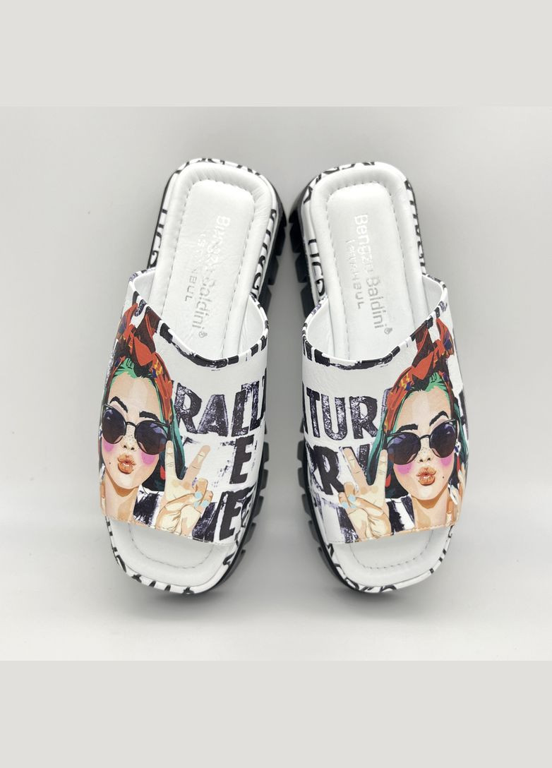 Шльопанці жіночі шкіряні білі на платформі. Bengzo Baldini (333193722)