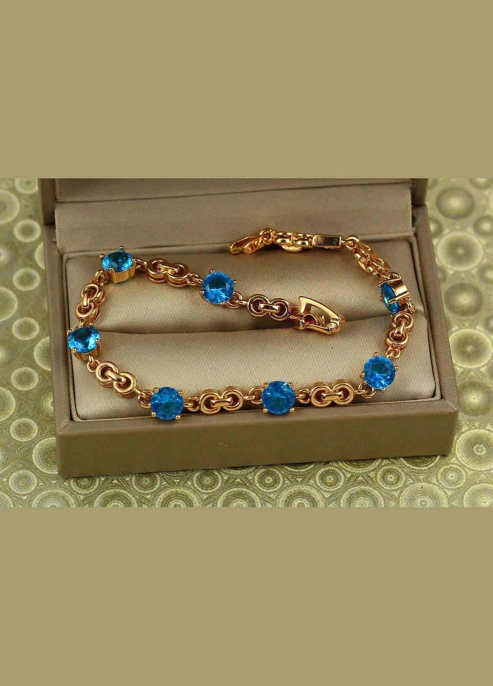 Браслет Фуете з блакитними каменями 17 см 6 мм золотистий Xuping Jewelry (335976232)
