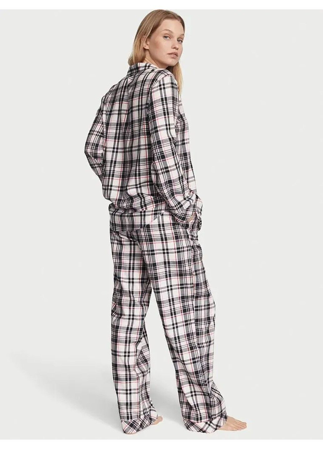 Комбинированная всесезон фланелевая пижама long pajama set gray Victoria's Secret
