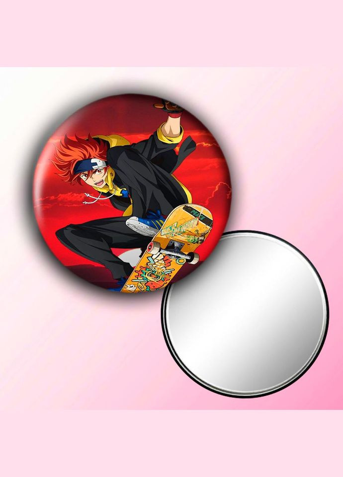 Дзеркальце косметичне кишенькове Аніме Скейт Нескінченність #0014 із малюнком круглий 56 мм No Brand (309159623)