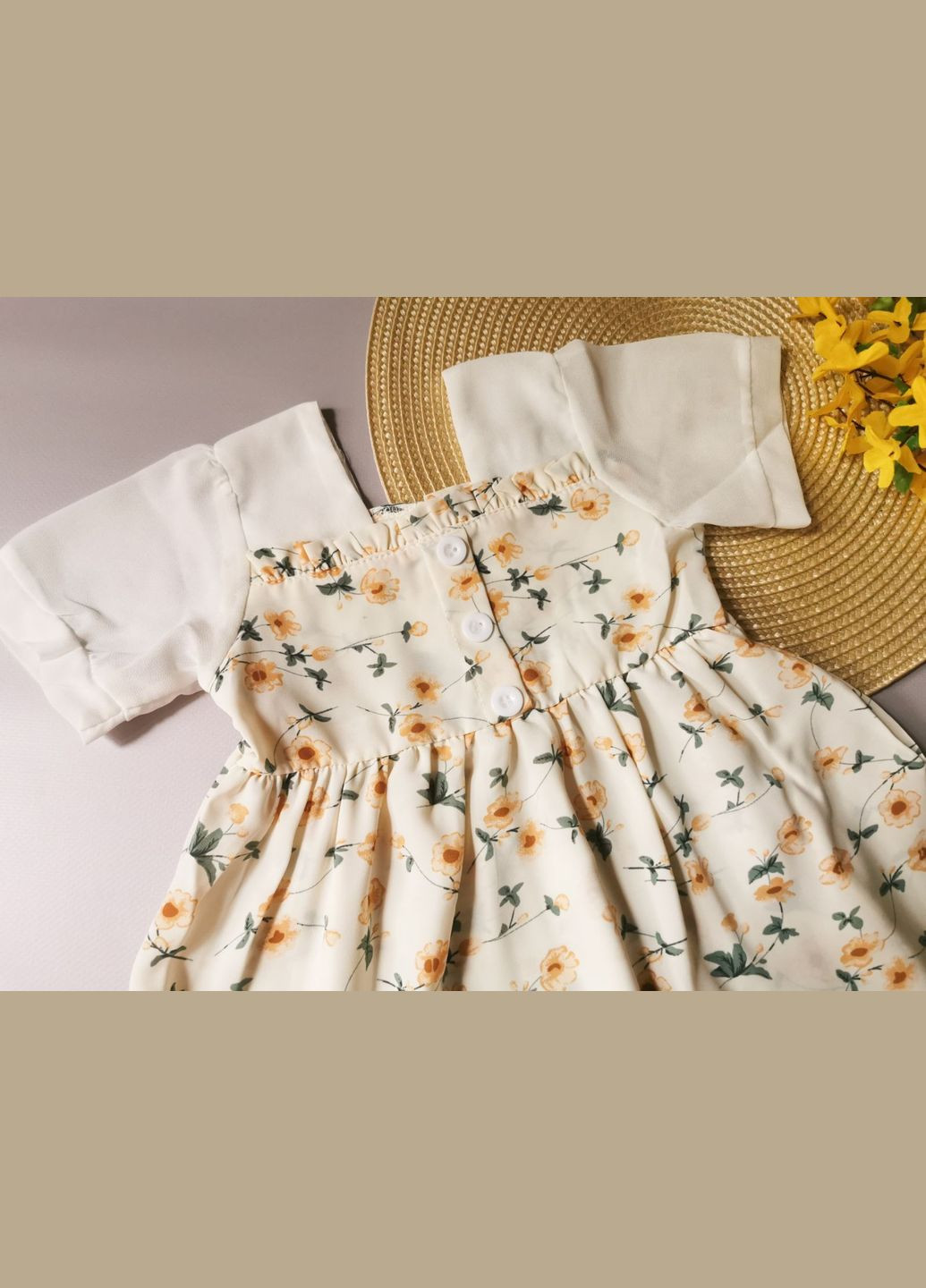 Комбінована сукня на літо жовта 2084 No Brand (303612403)