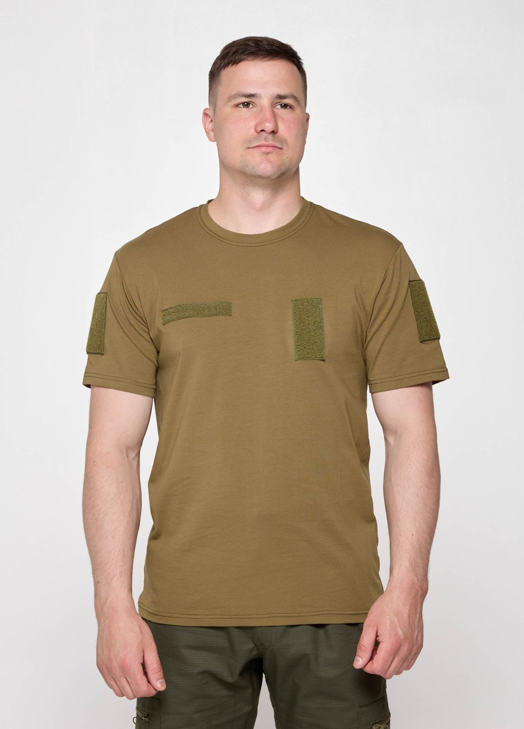 Футболка тактична чоловіча олива з липучками під шеврони UKM (342759566)