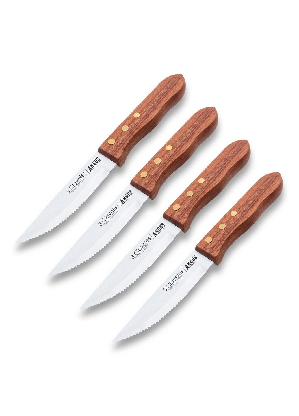Набор из 4 кухонных стейковых ножей 3 Claveles светло-коричневые,