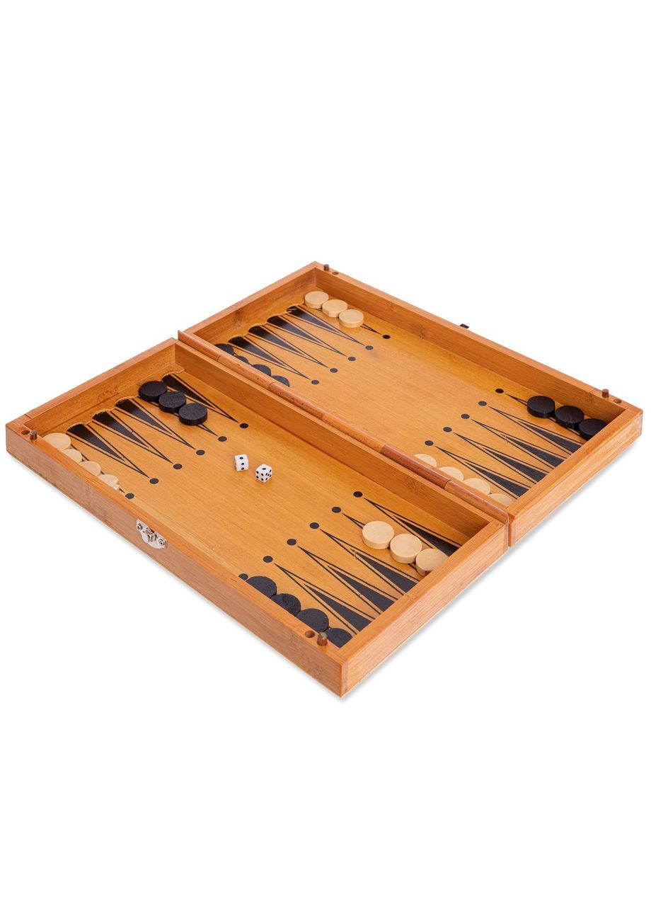 Шахи, шашки, нарді 3 в 1 бамбукові SP-341-161 (фігури-дерево, розчин дошки 30x30см) (341-161) SP-Sport (361440037)