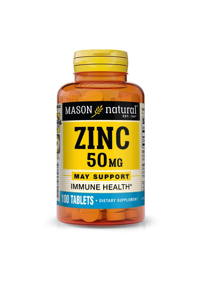 Витамины и минералы Zinc 50 mg, 100 таблеток Mason Natural (322209723)