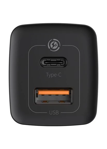 Зарядное устройство (CCGAN2L-B01) Baseus 2xUSB 65W GaN (USB-C+USB-A) black (369879737)