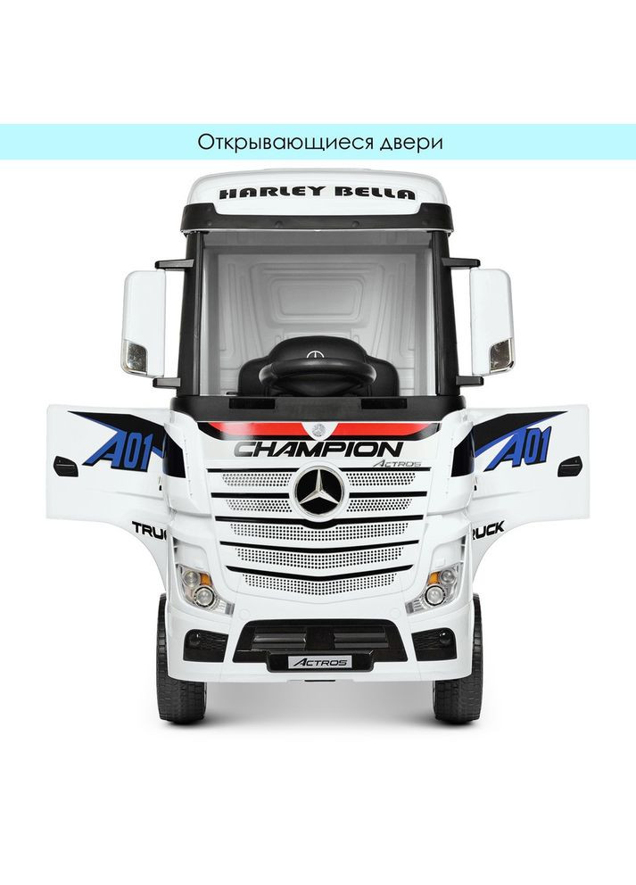 Детский электромобиль грузовик Mercedes M 4208EBLR-1(2), с прицепом. Белый Bambi (282710979)