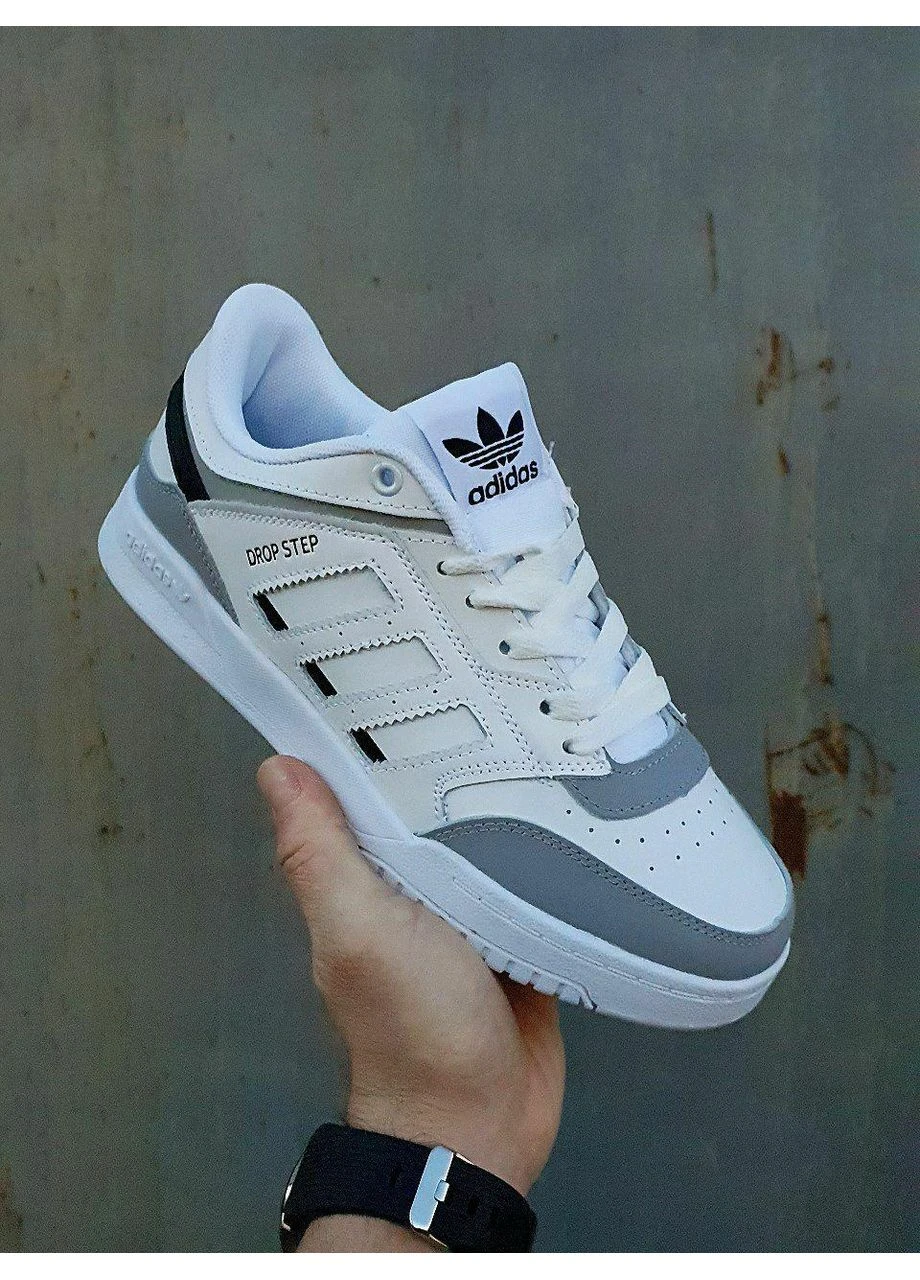 Белые демисезонные кроссовки мужские adidas drop step white gray black адидас дроп степ белые No Brand