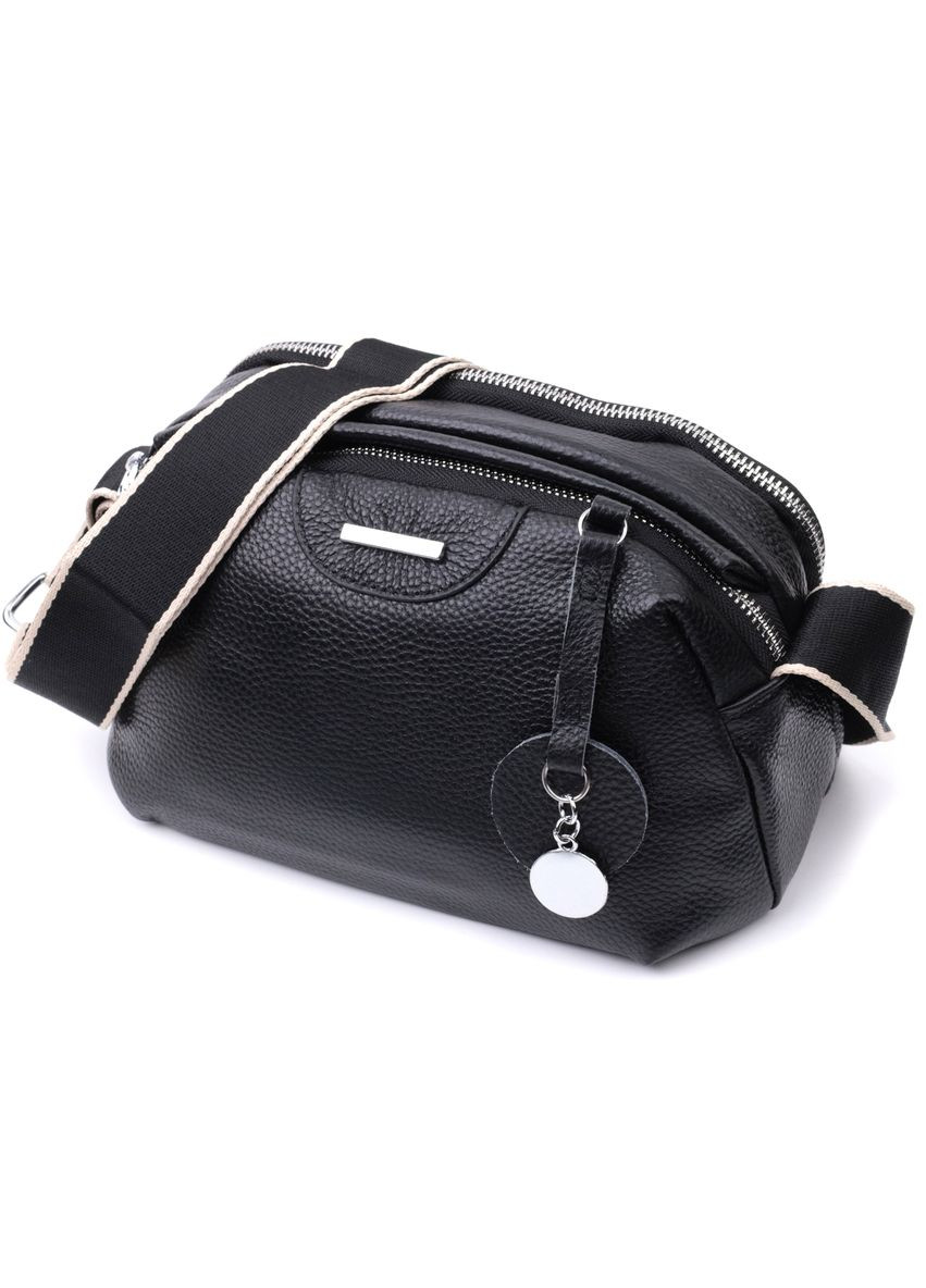 Сумка на два отделения из натуральной кожи черная 22592 Vintage (329197723)