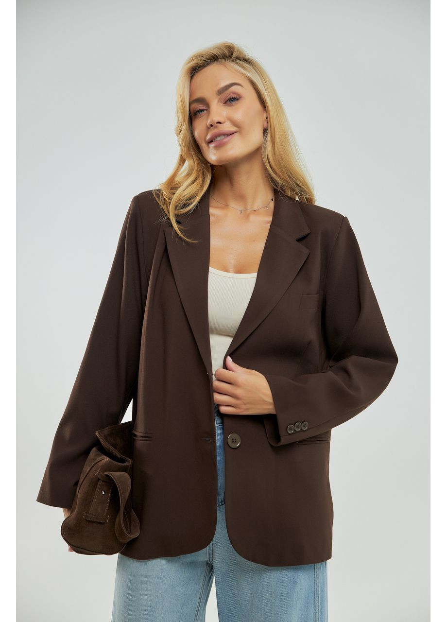 Коричневый женский классический женский пиджак с английским воротником Lurex - демисезонный