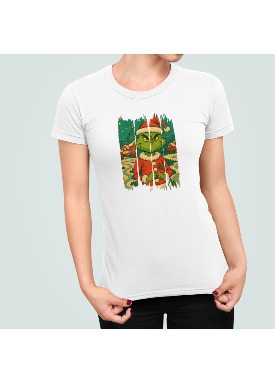 Біла чоловіча новорічна футболка з принтом grinch грінч ретро різдво Stedman