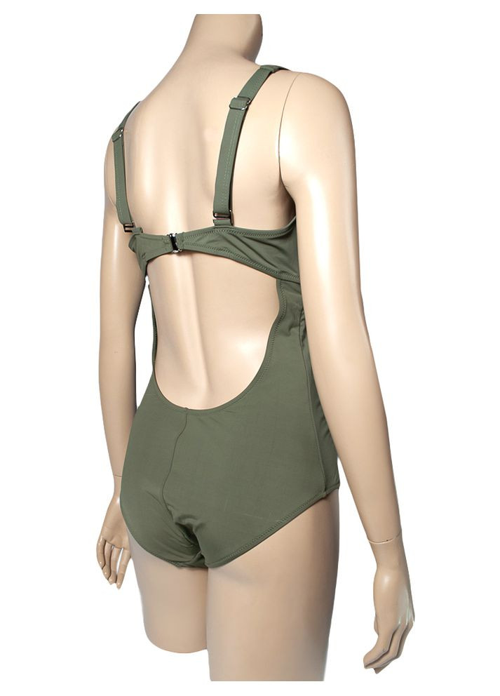 Оливковый (хаки) летний сплошной купальник корректирующий фигуру чашка d-e модель 0161 хаки арт.3015 слитный, майо Samegame