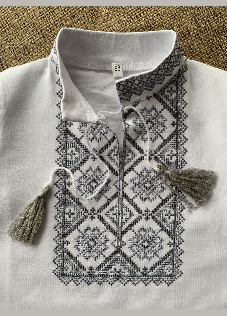 Футболка вышиванка детская для мальчика бело серая No Brand (341327742)