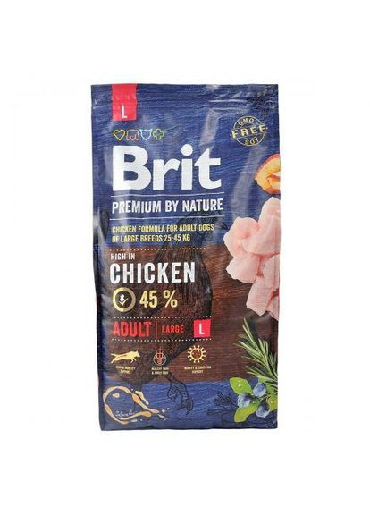 Сухой корм Dog Adult L для взрослых собак больших пород, с курицей, 8 кг (*) Brit Premium (323219684)