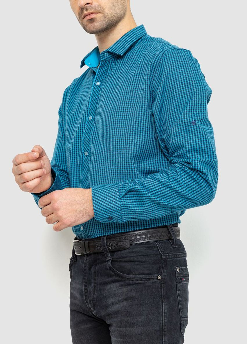 Бирюзовая классическая рубашка в клетку No Brand