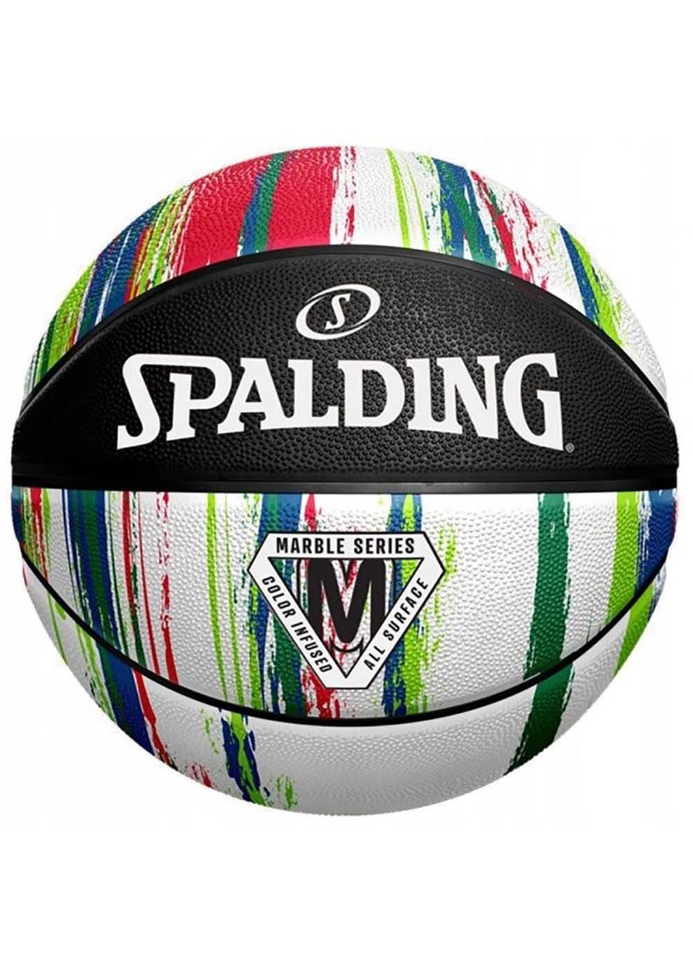 Мяч баскетбольный Marble Ball черный, белый, красный Уни 7 Spalding (302286320)