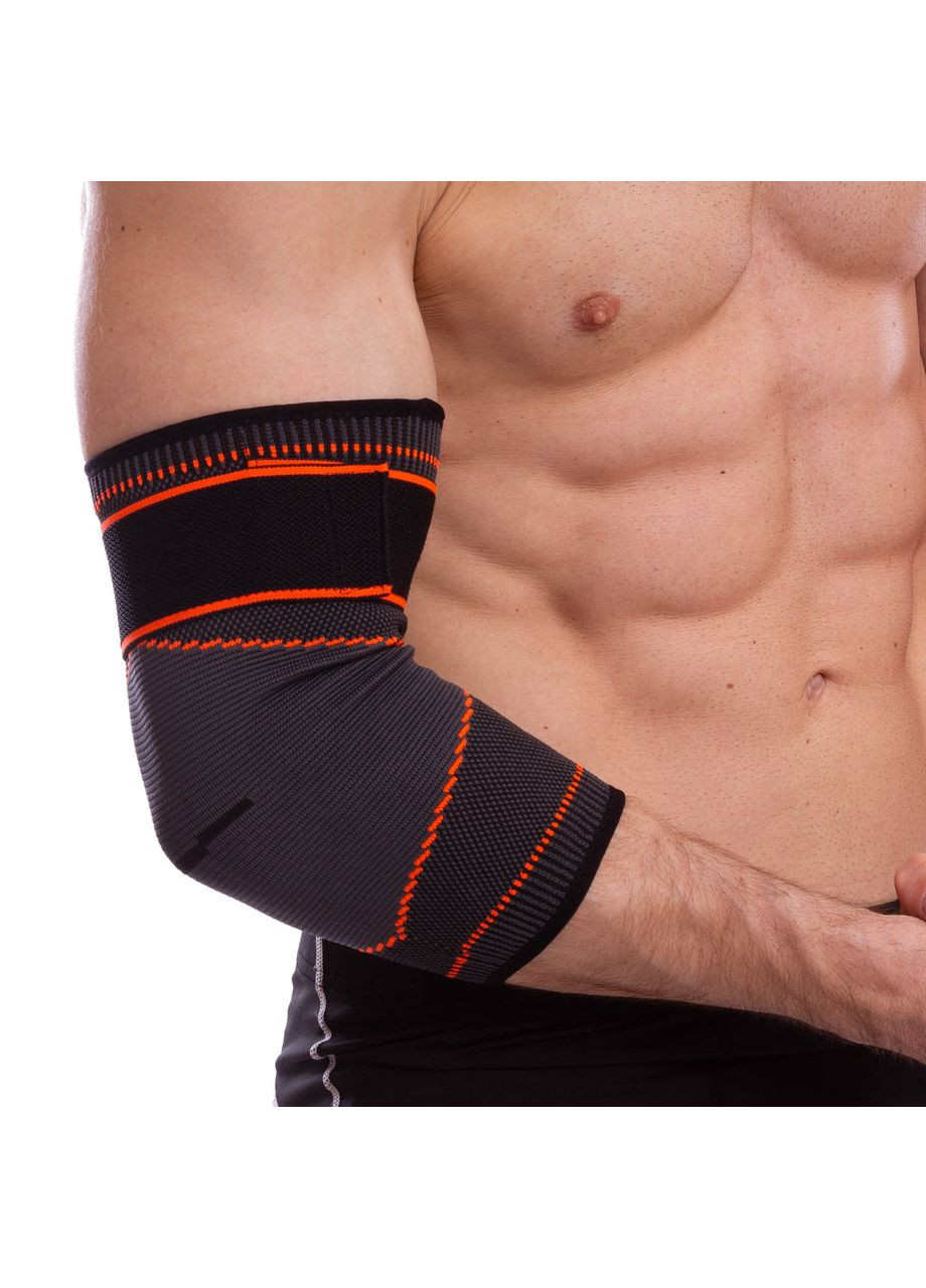 Налокітник еластичний з фіксуючим ремнем (1шт) 853CA (нейлон, поліестер, гума, р-р S, сірий-оранжевий) (853CA_S) Extreme (361436527)