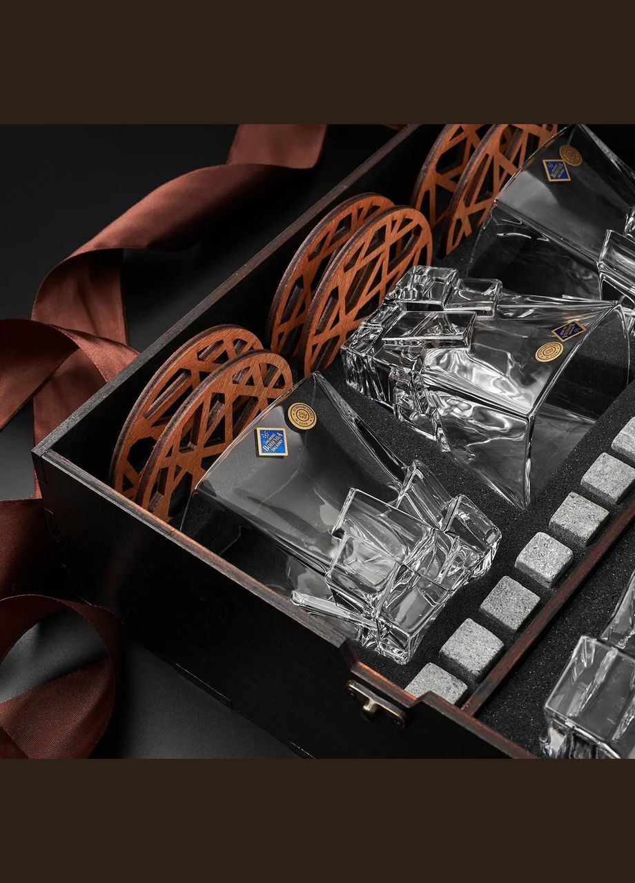 Мужской подарочный набор c шестью бокалами и графином Bohemia Crack 310 мл Handmade WS608D (345646859)