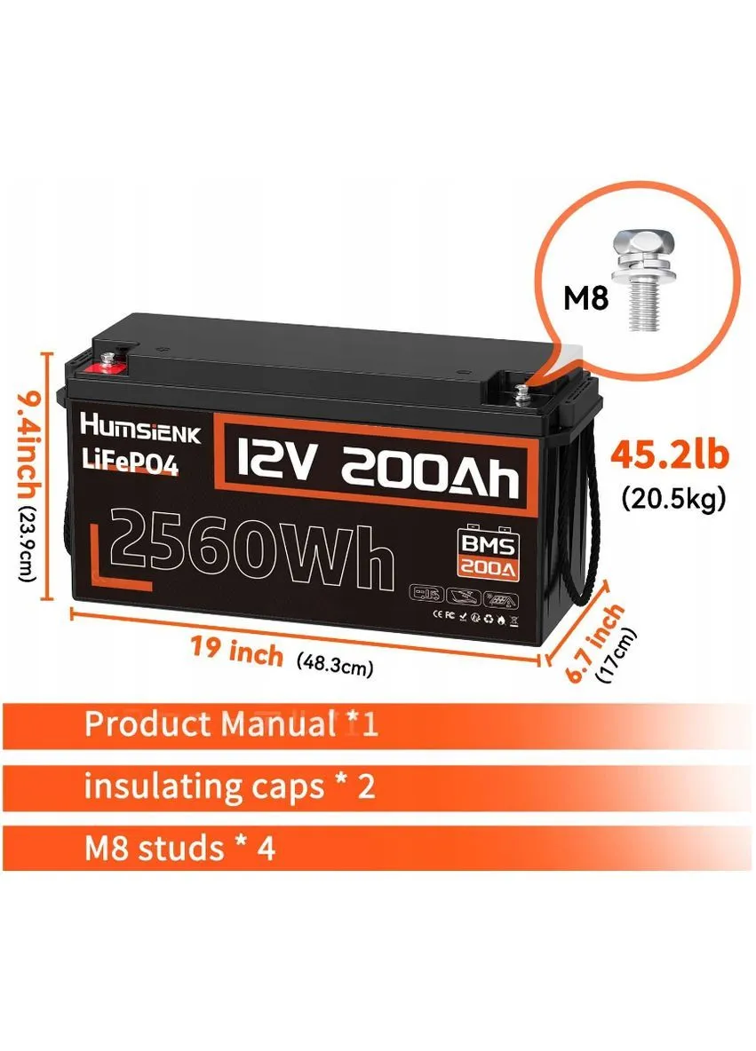 Аккумулятор LifePo4 200Ач 12V BMS Humsienk (380516885)