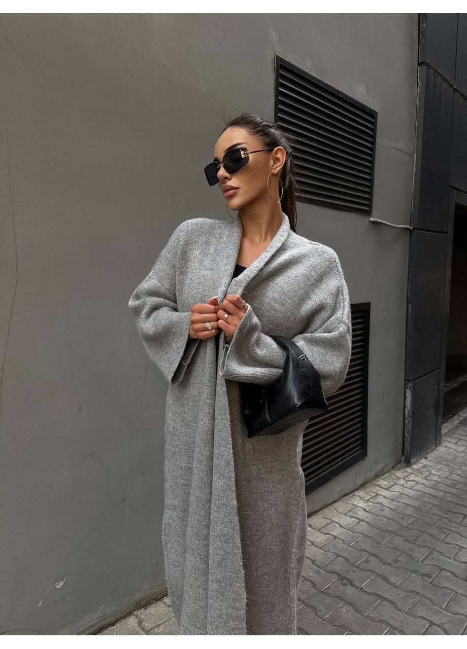 Светло-серый демисезонный кардиган No Brand