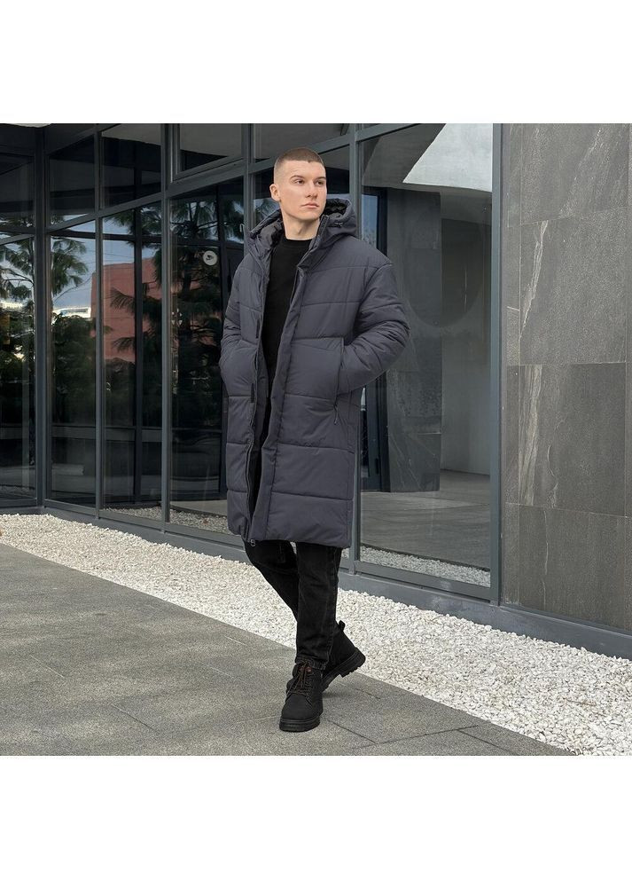 Графитовая зимняя удлиненная комфортная зимняя куртка Vakko
