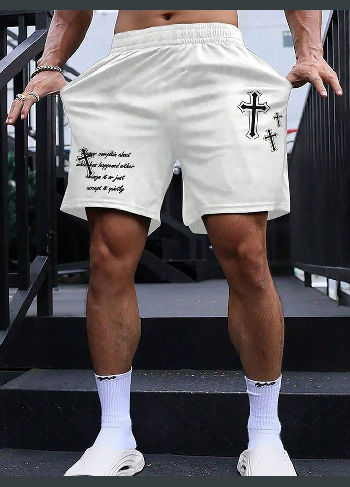 Белые мужские шорты с ДТФ No Brand (371166713)