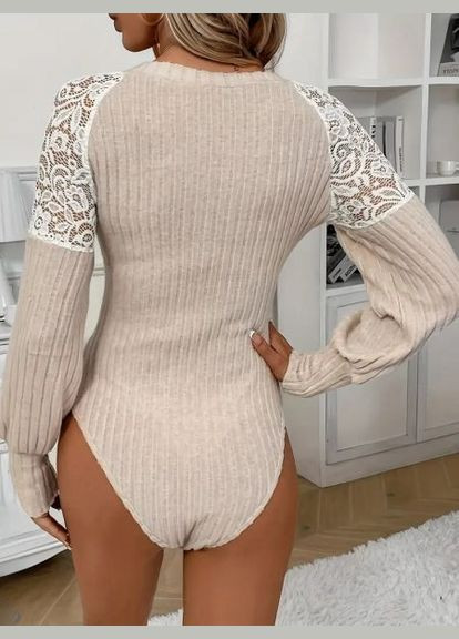 Женское теплое боди, с кружевом, V-вырез, р. (ст. 338) No Brand (350886105)