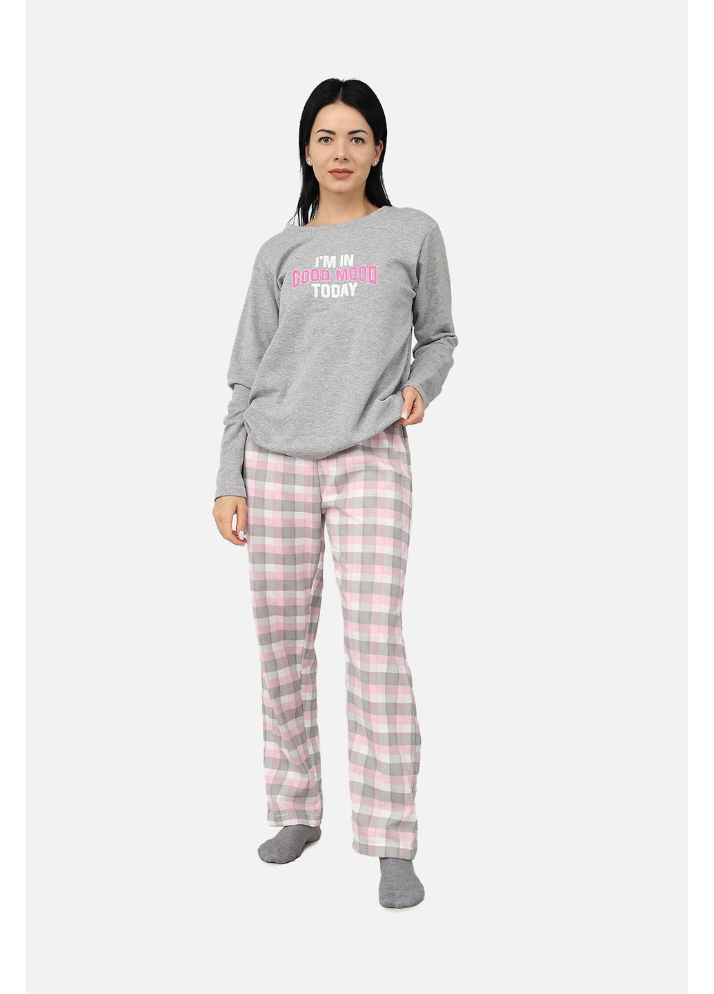 Светло-серая зимняя пижама с штанами женская цвет светло-серый cb-00285773 Carla Mara